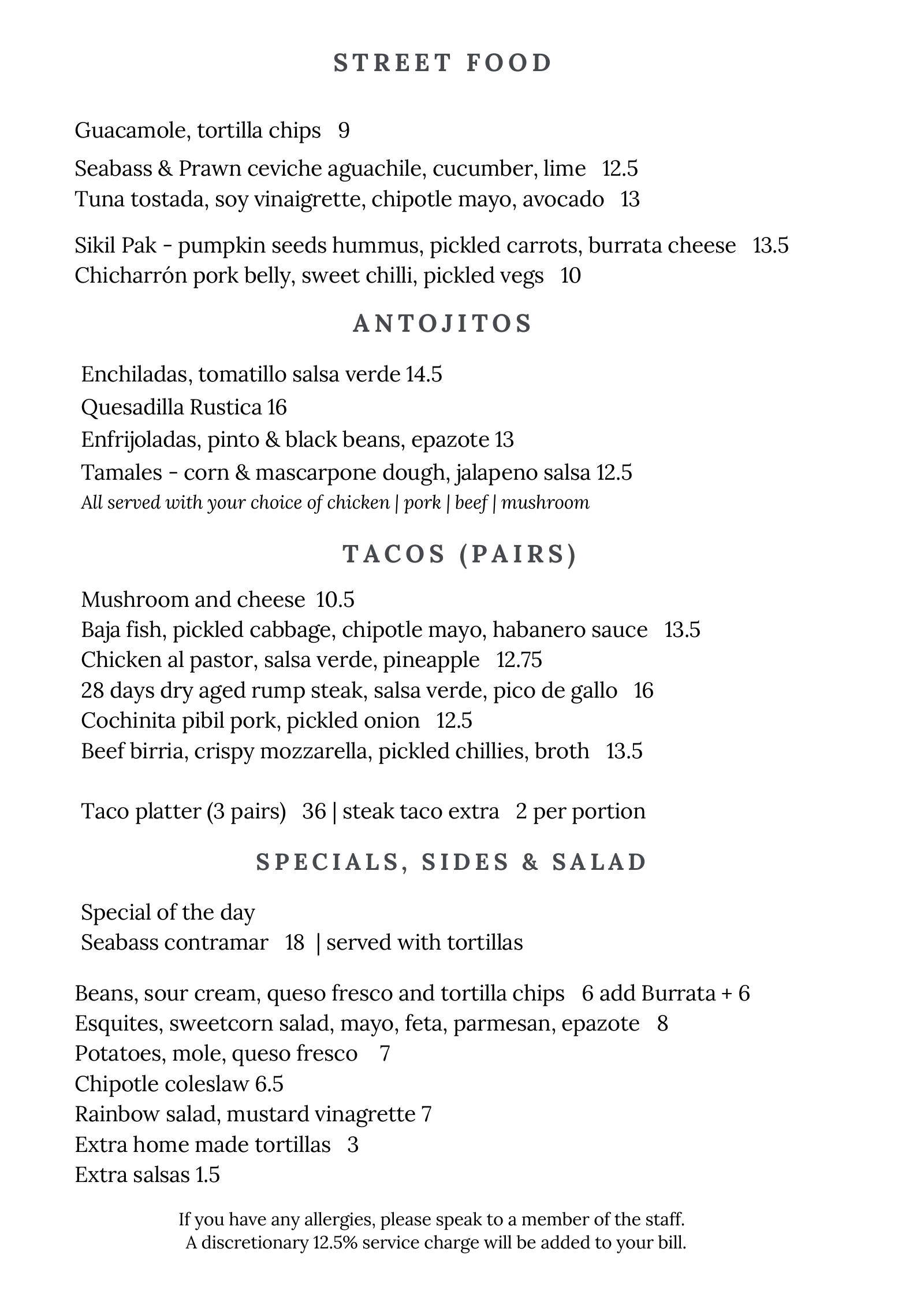 Polanco menu, page 2 of 5